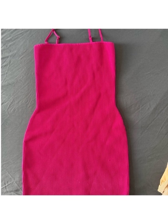 Wilfred Dresses & Skirts - Wilfred Hot Pink Ribbed Mini Dress with Spaghetti Straps